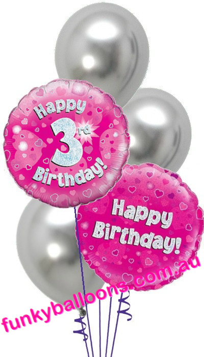 (image for) 3rd Pink + Silver Birthday Bouquet