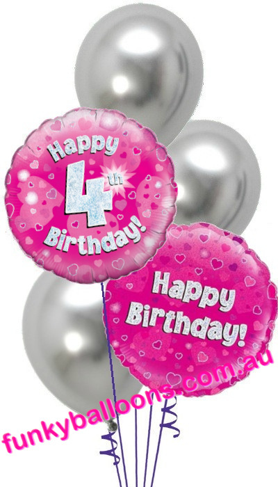 (image for) 4th Pink + Silver Birthday Bouquet