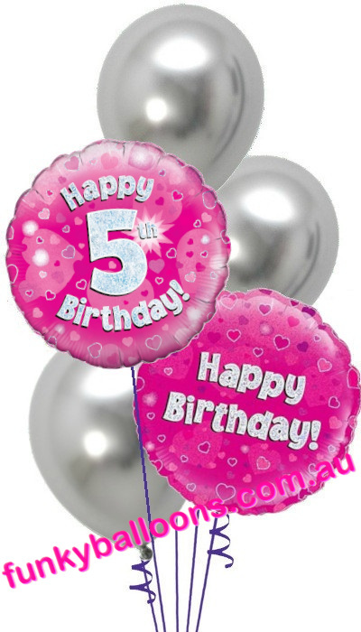 (image for) 5th Pink + Silver Birthday Bouquet