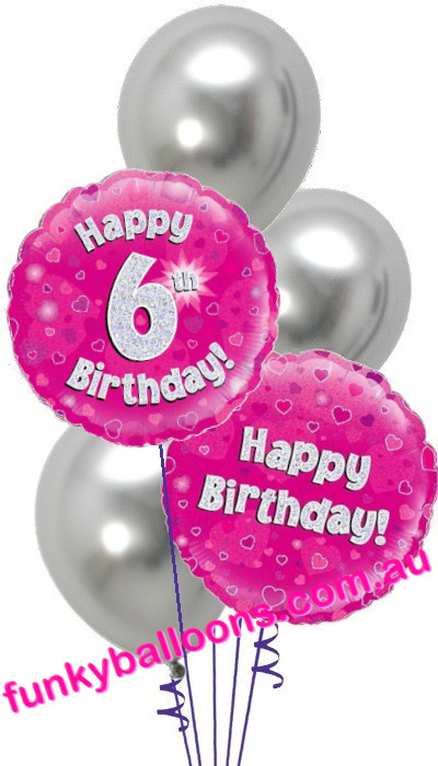 (image for) 6th Pink + Silver Birthday Bouquet