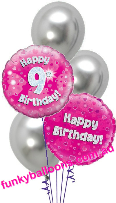 (image for) 9th Pink + Silver Birthday Bouquet